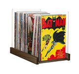 Comic Book Storage Holder - Display Case for Collectors - Wood & Acrylic Comics Box, Bin & Organizer - Magazines & Books Boxes for Organization - Stores Up To 150 Issues - 14.5x8 Inches (Dark Walnut)