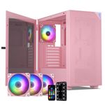 VETROO AL800 Full Tower PC Computer Case w/Door Opening Design Tempered Glass, E-ATX/ATX Support, Built-in ARGB LED Strip in Front Mesh Panel, Type-C Ready, 4Pcs 120mm Addressable RGB Fans -Pink