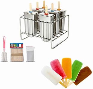 Ice Lolly ,Stainless Steel Popsicle ,Ice Cream Mould with Stick Holder Base,Lolly Maker Set,DIY Ice Cream Mould Maker Freezer Set of 6