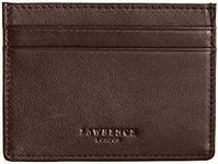 Lawrence London ® Mens Credit Card Holder, Genuine Leather, RFID Blocking Minimalist Wallet, Dual Sided with 5 Pockets, Great Gift, Ideal for Travel (Brown)
