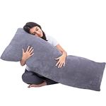 1 MIDDLE ONE Body Pillow, Memory Foam Body Pillows for Adults Sleeping, Long Pillow for Bed, Big Large Firm Full Body Pillow for Side Sleeper with Velvet Cover, 54x20 Inches, Light Grey