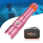 ORCATORCH D710 Scuba Diving Light, 3000 Lumens Super Bright Underwater Torch with 6 Degrees Narrow Beam, IP68 Waterproof Night Dive Flashlight 150 Meters Submersible lamp (Pink)