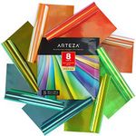 Arteza Holographic Self Adhesive Vinyl, 12x12 Inch, Set of 8, Blue & Green Opal Craft Sheets, Easy to Cut & Weed, for Indoor & Outdoor Projects, Compatible with Most Craft Cutters