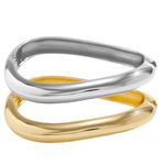 Impurain Gold Bangle Bracelets for Women Silver Plated Wide Wire Chunky Cuff Bracelets Trendy Hinged Cuff Open Wide Chunky Silver Bracelet Irregular Minimalist Bangle Jewelry, Large, Stainless Steel