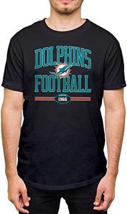 Hybrid Sports NFL Football Arch - Officially Licensed Adult Short Sleeve Fan Tee for Men and Women, Miami Dolphins - Black, Small