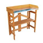 northbeam Folding Utility Table and Potting Bench, Natural Stained