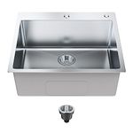 VEVOR Kitchen Sink, 304 Stainless Steel Drop-in Sinks, Top Mount Single Bowl Basin with Accessories(Pack of 2), Household Dishwasher Sinks for Workstation, RV, Prep Kitchen, and Bar Sink, 25 inch