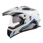 Steelbird Racer Off Road ISI Certified Motocross Double Visor Full Face Graphic Helmet Outer Clear Visor and Inner Silver Sun Shield (Large 600 MM, Glossy White Grey)