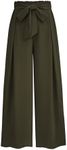 PRETTYGARDEN Women's Wide Leg Work Pants Business Casual High Waisted Loose Palazzo Trouser Summer Clothes (Army Green,X-Large)