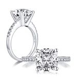 AINUOSHI Engagement Ring for Women, 2-3.5 Carats Round / Emerald / Oval / Square Cushion Cut Cubic Zirconia, 925 Sterling Silver, High Setting Women Wedding Rings, Jewelry Box Packed, metal, cubic zirconia,