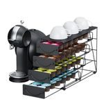 4 Tier Coffee Capsule Holder, 56 Pods Dolce Gusto Storge Drawer, Metal Coffee Capsule Dispenser with Non-Slip Feet, Pods Organizer Compatible with K Cup for Small Space Counters