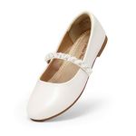 DREAM PAIRS Girls Mary Jane Dress Shoes Ballerina Flats for Wedding, Party (Toddler/Little Kid/Big Kid),Size 3 Little Kid,Ivory,SERENA-100-KIDS