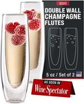 Eparé Champagne Flutes - 5oz Set of 2 Prosecco Glasses - Stemless Red Wine Glasses - Flute for Weddings and Bridal Showers Gift