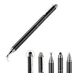 New Yacig Capacitive Stylus Pen, 4-in-1 High Sensitivity and Precision Touch Screen Stylus Clear Disc Tip,Black Rubber Tip &Mesh Fiber Tip Compatible with Universal Touch Screen Device (Black)