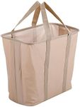 BIRDROCK HOME 75L Collapsible Laundry Basket Caddy - Natural - XL Foldable Tote Bag for Dirty Clothes - Strong Handles - Durable Fabric - Water Resistant - Lightweight