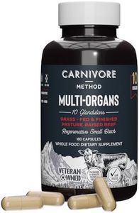 Beef Organ Supplement Grass Fed Complex - 10 Carnivore Meat Proprietary Blend of Beef Liver, Marrow, Brain, Thymus, Spleen, Kidney, Lung, Heart, Pancreas, Gallbladder -180 Capsules - 3710MG/ Serving