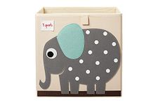 3 Sprouts Storage Cube - Kids Playroom Toy Box, Foldable Toy Storage Organizer, Baby Nursery Storage Bin, Toddler Toy Basket, Elephant