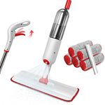 Masthome Spray Mop, Microfibre Spray Mops for Floors,Wet Dry Mop with 5 Reusable Washable Mop Pads & 500ML Refillable Bottle,360 Rotatable Flat Mop for Hardwood Laminate Tile Marble Vinyl Floors,White