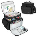 Sewing Accessories Organizer,Double-Layer Sewing Supplies Storage Bag,Protable Travel Sewing Box Sewing Basket for Sewing Tools,Black(Bag Only)