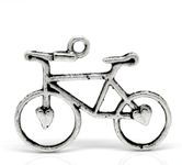 Housweety 30PCs Silver Tone Bike Bicycle Charm Pendants 31mmx23mm(1 2/8"x 7/8")