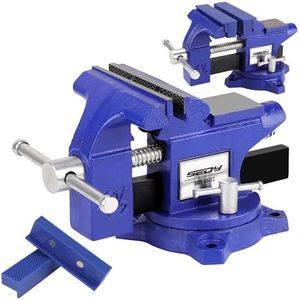 Heavy Duty Bench Vise 4.5 Inch: Table Clamp Woodworking Vice Press Drill Tools Workbench Wood Metal Pipe Work Shop Block Swivel Slide Cross Welding Machine Kit Milling Grip Precision Magnetic Jaw Pad