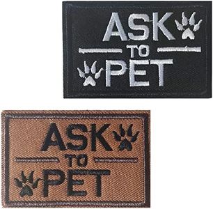 TXSN 2PCS Ask to Pet Patches, Hook & Loop Funny Patch Full Embroidery Badge for Dog Vest Harness and Caps Bags Vests Jackets Backpacks Uniforms