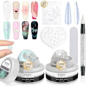 MIZHSE Solid Builder Gel – 2PCS 1oz Mermaid Pearl & Clear Hard Gel for Nails Kit with Nail Forms 3D Silicone Mold Soak-off U V 3D Nail Gel for Nail Extension for Nail Salon Home DIY Manicure