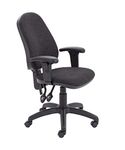 Office Hippo Office Chair With Height Adjustable Arms, Computer Desk Chair with Curved Back, Swivel Chair with Adjustable Backrest, Home Office Chair with Wheels, Max 115kg, 2 Year Wty - Charcoal