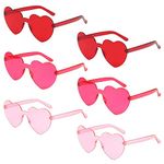 Mivofun 6 Pair Heart Shaped Party Glasses, Retro Transparent Red Pink Sunglasses, for Costume Accessories, JGA Dance Party