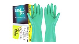 ETSHandPro 12 Inches long Reusable Nitrile Chemical Resistant Rubber Hand Gloves for Industrial Purpose Janitorial Construction Gardening Home Kitchen Cleaning Gloves / Dish washing gloves (XL, 3)