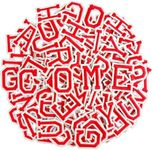 104pcs Red Iron on Letters Patches, Embroidery Fabric Letters Applique Patch for Clothing, Jackets, Jeans, Hats, Backpacks, Socks
