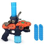 Knick Knack 2 in 1 Dinosaur Shape Electric Bubble Gun/Shooting Gun I Auto Bubble Machine Maker with Music & Lights Gun Toy for Kids 3+