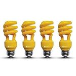 13W Yellow CFL Spiral Bug e26 Light Bulb, 60W Equivalent, Outdoor, E26 Medium Base, 120V, UL Listed (Pack of 4)