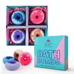 THE BODY BUCKET - Aqua, Rose, Lavender and Vanilla Donut Bath Bombs | All Natural Handcrafted with Aromatic Fragrance - Perfect Bath Gift for Kids, Men & Women– 65 gm each (Pack of 4)