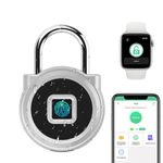 eLinkSmart Gym Locker Padlock, Fingerprint or Remote Authorized Unlock, Unlock Record, Schedule, IP65 Waterproof, Security Keyless Smart Lock for School/Gym Locker, Backpack, Travel Luggage, Silver