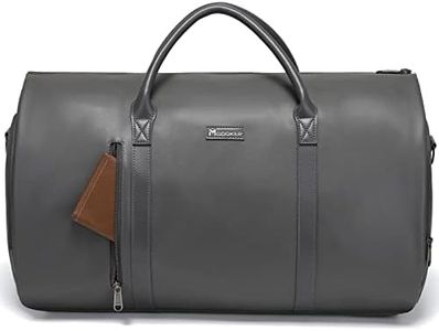 Modoker Leather Garment Bag for Travel, Carry On Suit Carrier Travel Bag with Shoulder Strap/Multiple Pockets - Ideal for Business Trips & Weekend Getaways - The Garment Duffel Bag for Traveling Men, C-Grey, Convertible Garment Bag & Tie Case for Travel