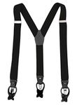 MENDENG Vintage Bronze 4 Swivel Hook Suspenders for Men Adjustable Braces Strap, Y Shape/Full Black, One Size