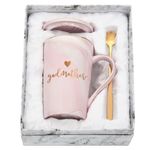 Joymaking Godmother Gifts Coffee Mug 14oz Godmother Gifts Mug from Godson Godchild, Ceramic Mug Godmother Gifts for Christening Easter Gift Idea Birthday, Pink