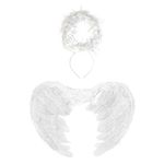 43cm White Angel Feather Wings & Halo Set