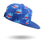 PEECABE Kids Baseball Hat Novelty Flat Brim Toddler Sun Hat Boys Girls Trucker Cap Spring Summer (Blue Shark, 2-4T)