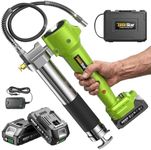 TaskStar Grease Gun Battery Powered: Built for Farmers, Mechanics & Truckers, Electric Grease Gun Kit with 2 Batteries and Charger, 39.4" Hose & LED Light for Tractors, Trailers, and Heavy Equipment