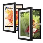 Kids Art Frame, Kids Artwork Display Frames Front Opening A4 Picture Frame for 150 Pictures, Changeable Children Photo Storage Frame Child Art Project Frames (2, Black)