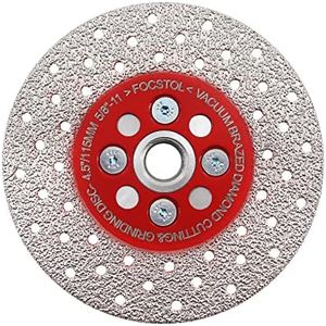FOCSTOL Diamond Cutting Grinding Disc - 4.5''(115mm) Double Side Vacuum Brazed Diamond Blade for Granite Marble Procelain Ceramic Tile Quartz 5/8''-11 Thread