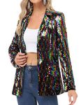 KANCY KOLE Women Casual Blazer Jacket Sparkly Sequin Tops Long Sleeve Open Front Dress Coat for Evening Prom Multicolor XL