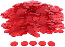 GSE Games & Sports Expert 500 Pieces 3/4-Inch Red Bingo Chips, High-Contrast Transparent Counting Chips for Bingo Games, Parties