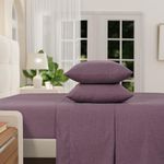 Taram Textiles Izod - Melange Performance Cotton Sheet Set, Durable & Long Lasting Fabric, Deep Pocket Sheets (300 TC, Twin/Amethyst)