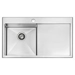 JASSFERRY 16 Gauge Stainless Steel Kitchen Sink 1 Bowl Right Hand Drainer 860 x 510 mm