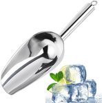 Haikole Ice Scoop 2.4 Ounces Metal Ice Scooper,Silver Dog food Scoop,Small Stainless Steel Ice Scoop,Multipurpose food Scoop, Heavy Duty feed Scoop for Ice Maker Ice Bucket Kitchen Freezer Bar (1)