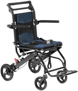 VEVOR Wheelchair, Aluminum Alloy Ultra-Lightweight Transport Chair for Adults, Foldable Cabin Wheelchair with Flip-Back Desk-Length Arms, Self-locking Brake, 15.75-Inch Wide Seat, 220lbs Load