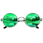 CGID E01 Small Retro Vintage Style Lennon Inspired Round Metal Circle Polarized Sunglasses for Women and Men